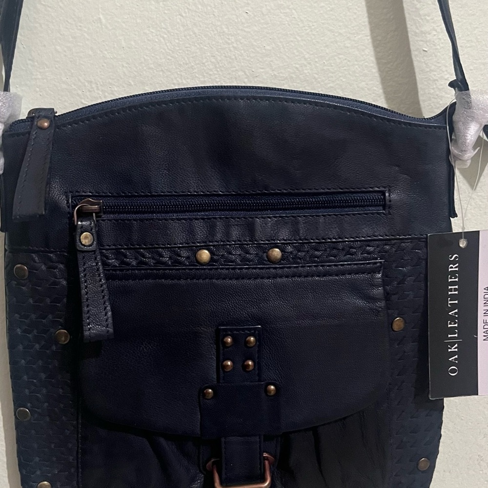 OAK LEATHERS Navy Blue Crossbody Bag